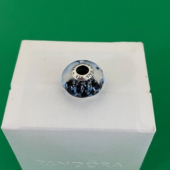 Pandora Wavy Dark Blue Murano Glass Ocean Charm - Picture 2 of 5